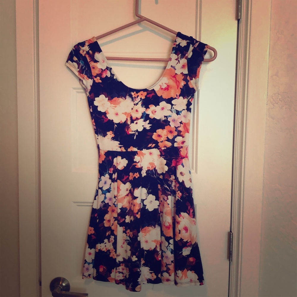 Black floral mini dress